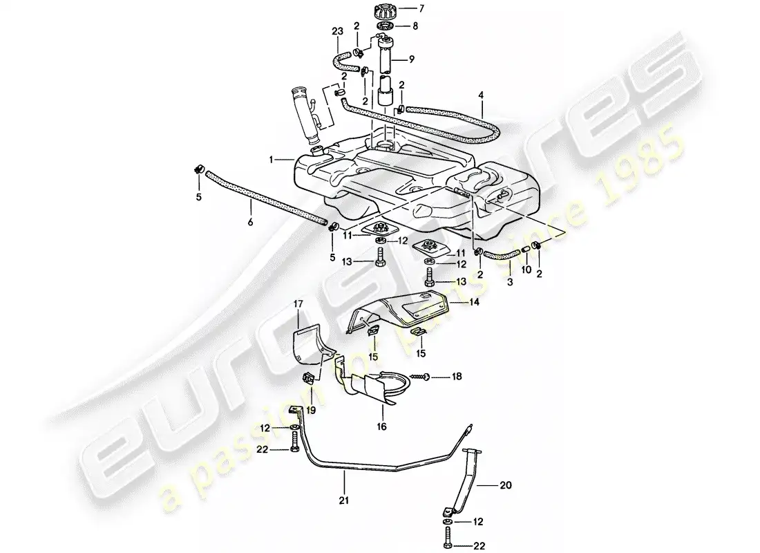 porsche 1988 (944) depósito de combustible diagrama de piezas