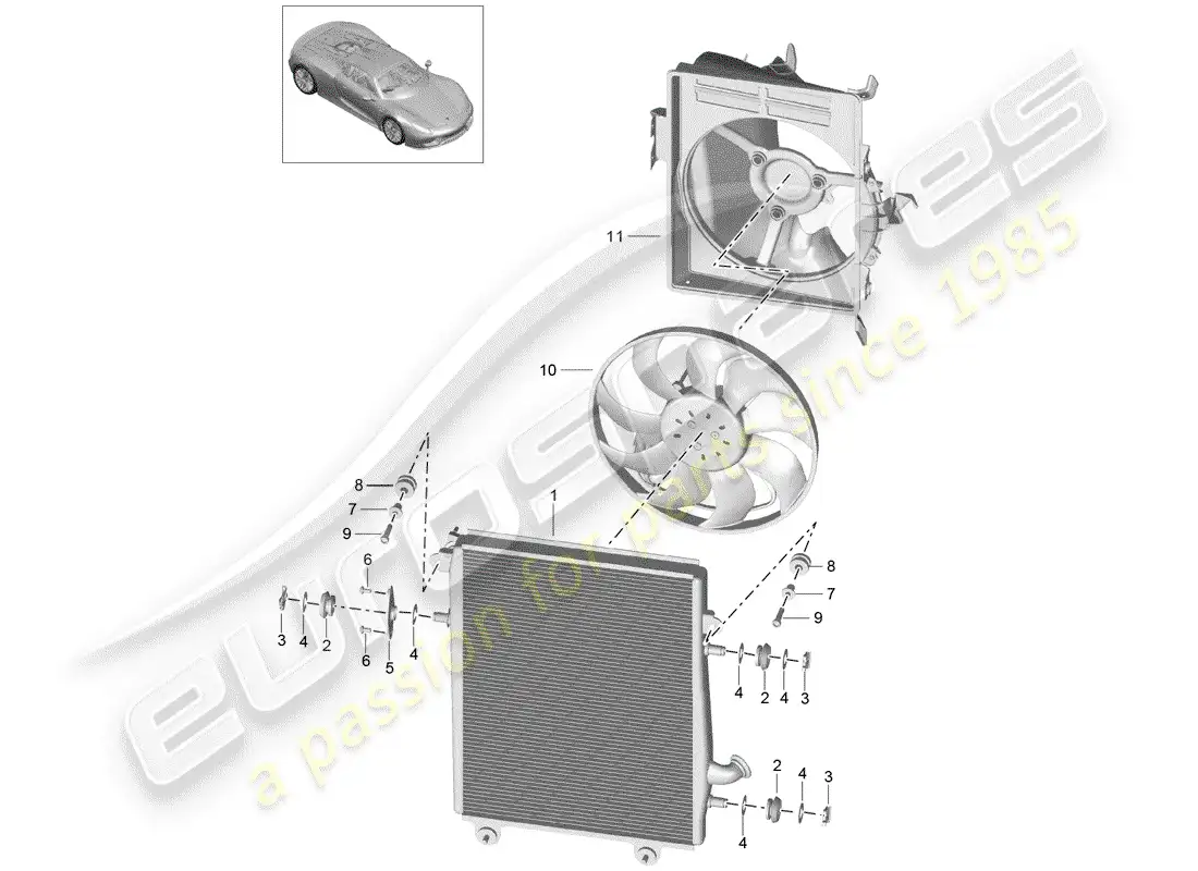 porsche 2015 (918 spyder) lubricación del motor diagrama de piezas