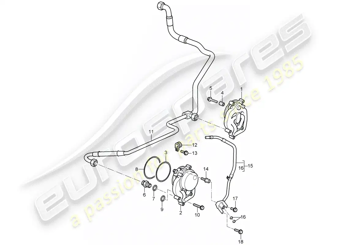 porsche 2008 (997-1 turbo / gt2) diagrama de piezas de suministro de aceite