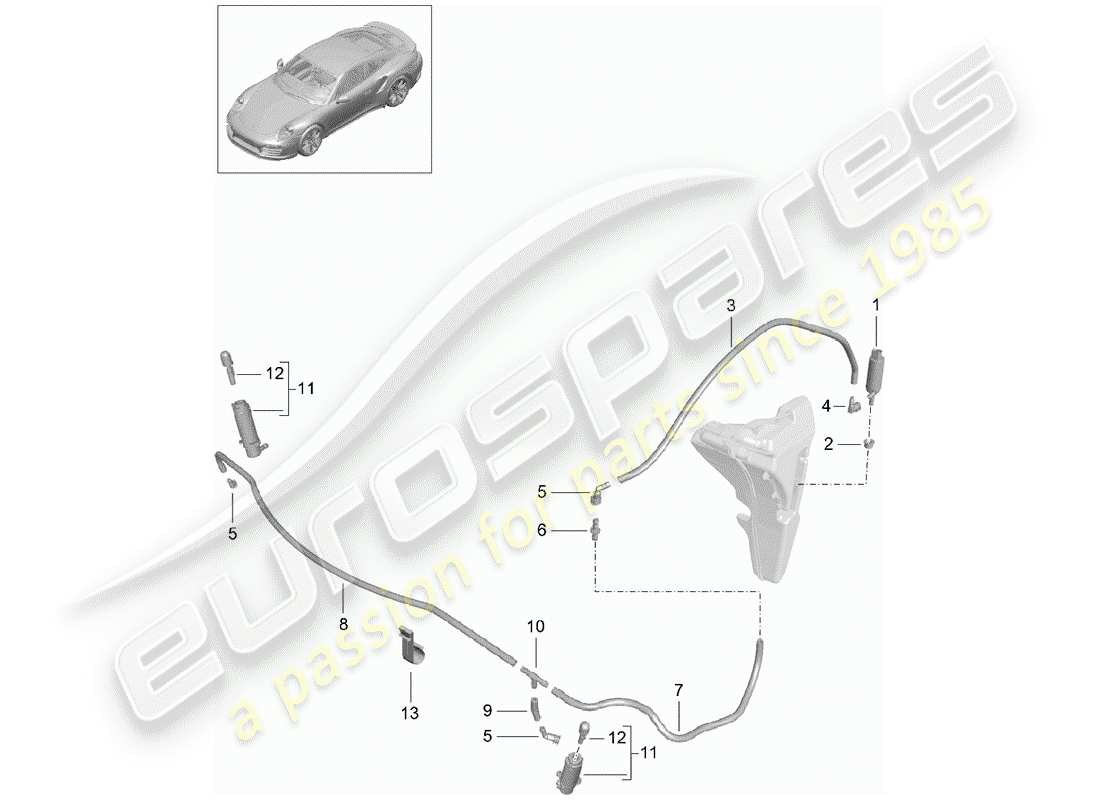 porsche 991 turbo (2018) diagrama de piezas del sistema arandela