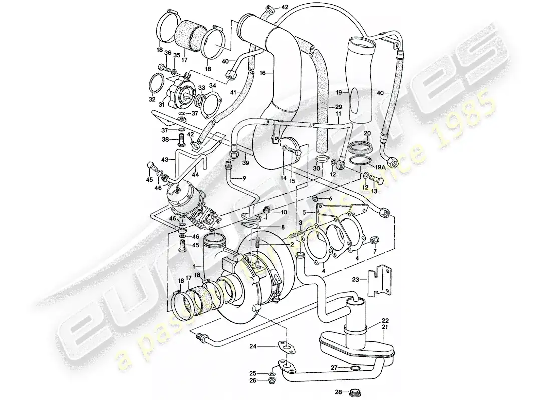 porsche 1980 (911) turbocargación diagrama de piezas
