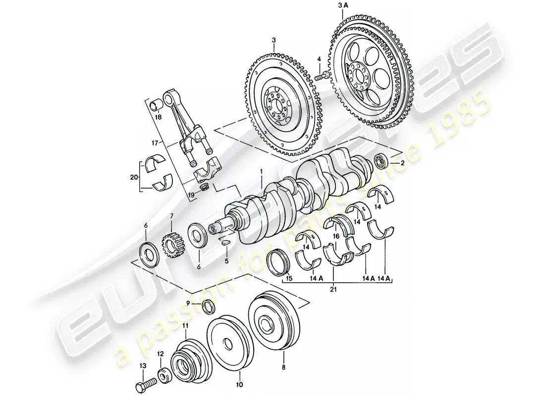 porsche 1985 (928) ciguenal - biela diagrama de piezas