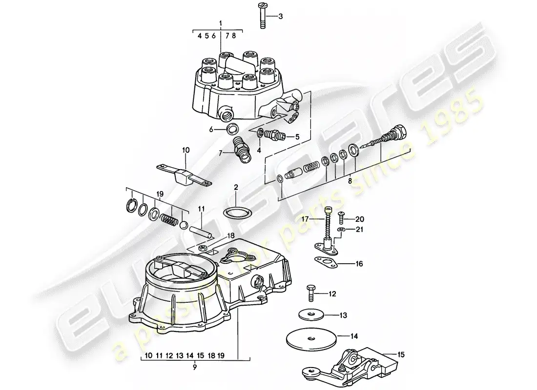porsche 1980 (928) k-jetronic - 1 - unidad de control de mezcla diagrama de piezas