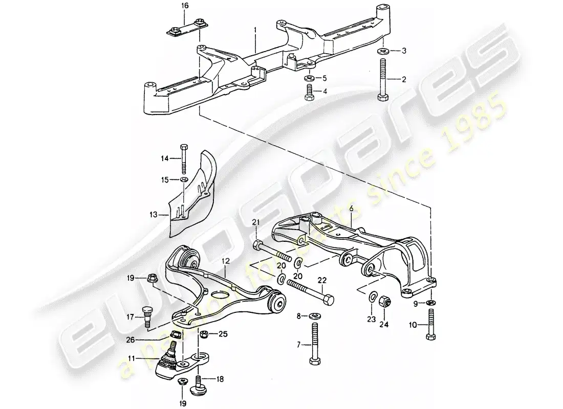 porsche 1991 (964) travesaño - brazo estabilizador de vía diagrama de piezas
