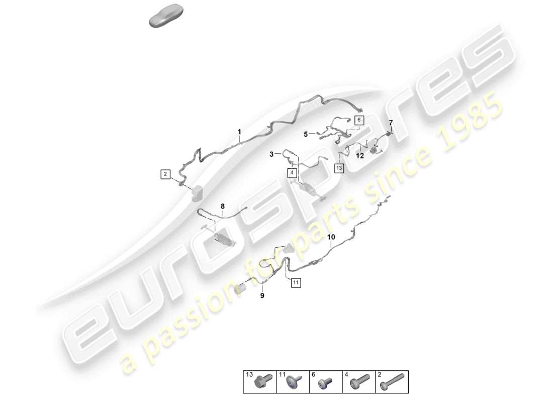 porsche 2026 (panamera 976) diagrama de piezas del cable de alto voltaje