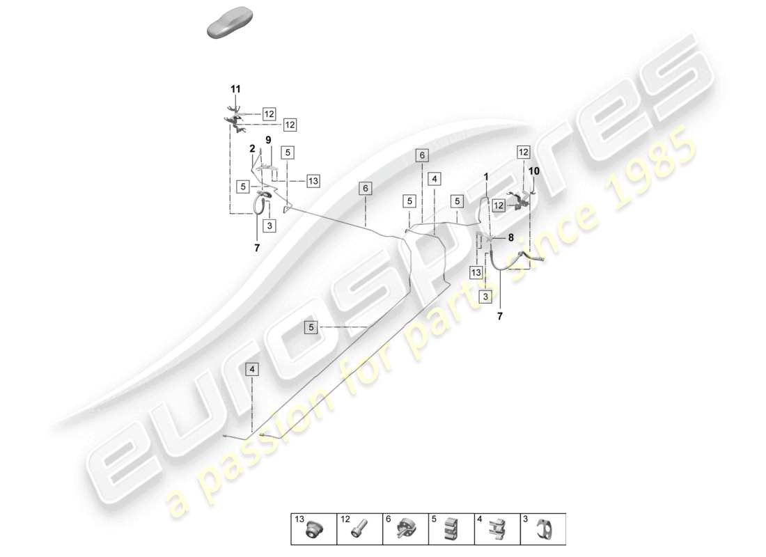 porsche 2025 (macan-e) línea de freno central parte inferior trasera diagrama de piezas