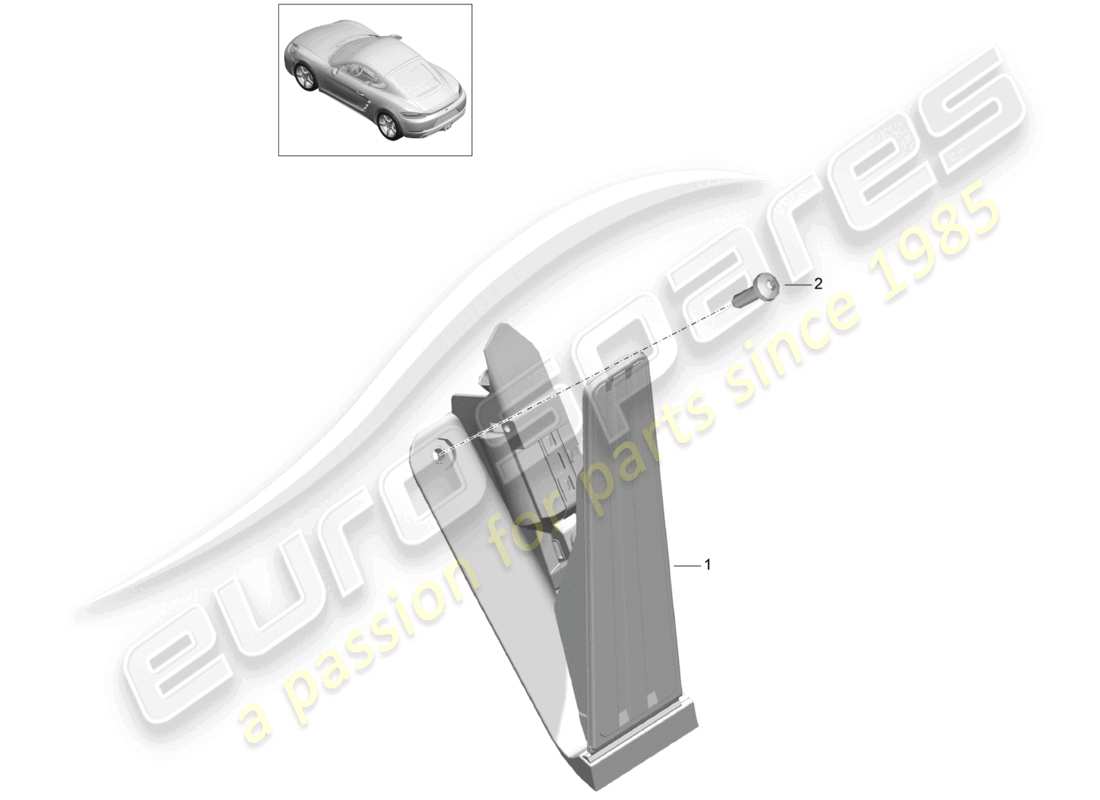 porsche 2021 (718 cayman) diagrama de piezas del control mecánico del acelerador y la palanca de freno y aceleración