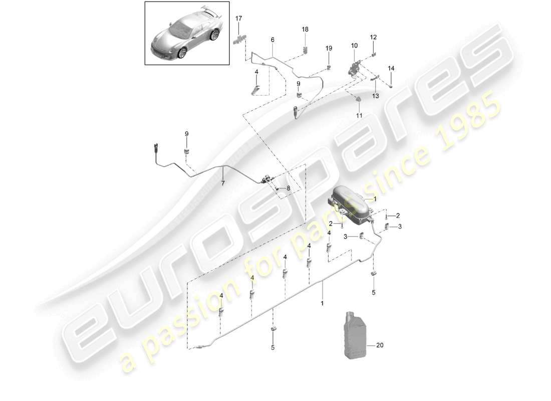 porsche 2021 (991-2 r/gt3/rs) diagrama de piezas de suspensión adaptativa