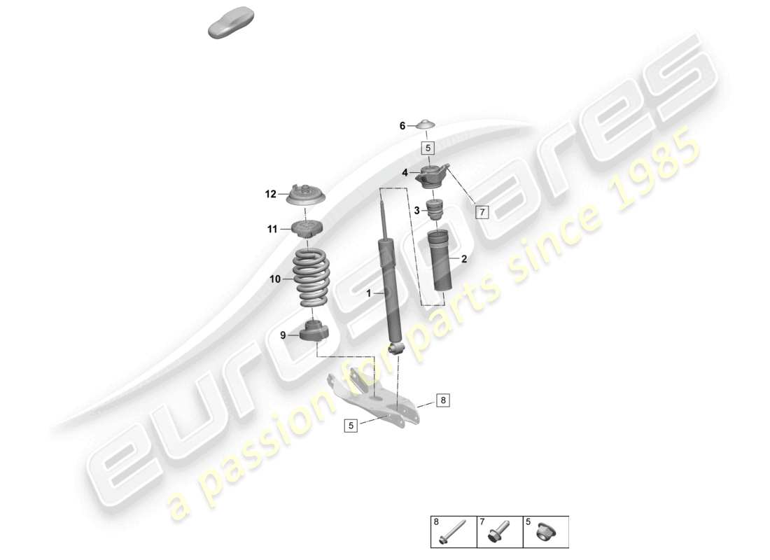 porsche 2025 (macan-e) amortiguador de vibraciones de suspensión de resorte de acero resorte helicoidal diagrama de piezas