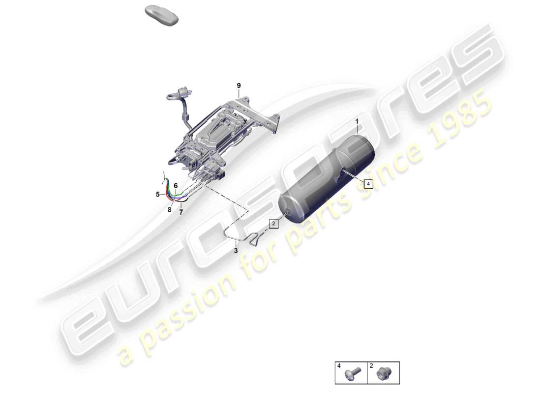 porsche 2024 (panamera 976) diagrama de piezas de la línea de aire del acumulador de presión