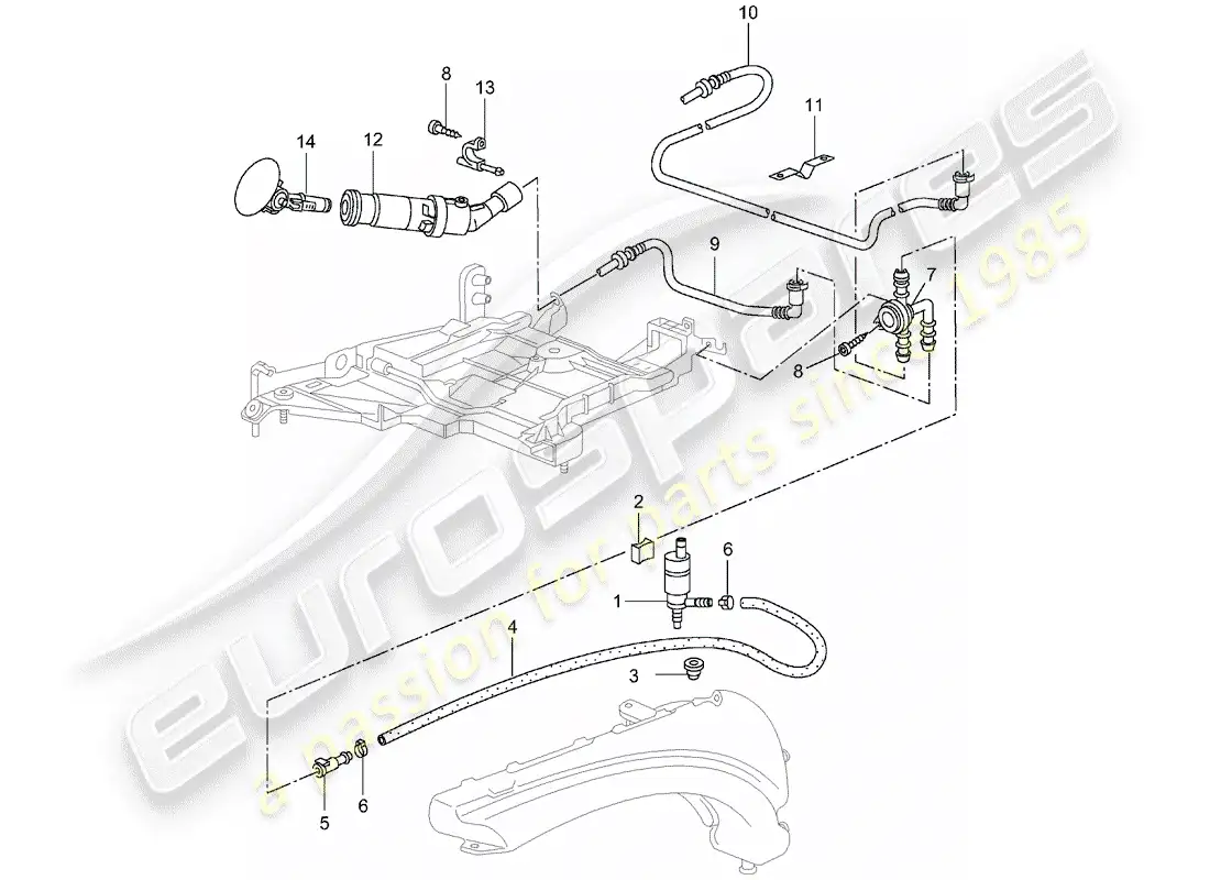 porsche 1999 (996) sistema arandela - d - mj 2002>> diagrama de piezas