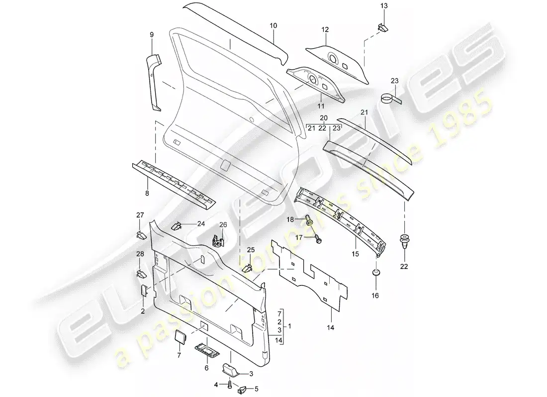 porsche 2004 (cayenne e1 9pa) adornos diagrama de piezas