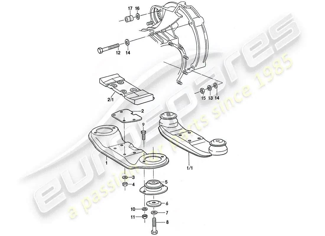 porsche 1975 (911) suspensión de la transmisión diagrama de piezas
