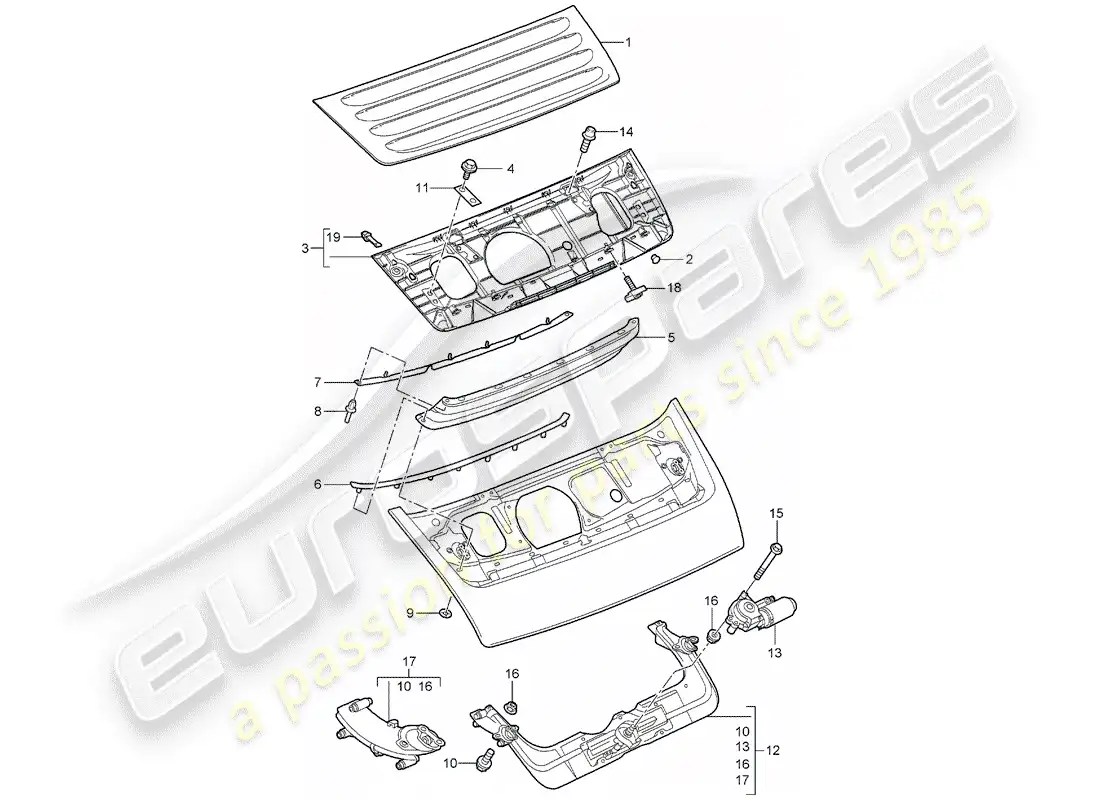 porsche 2008 (997-1) alerón trasero diagrama de piezas
