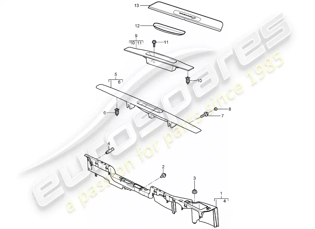 porsche 2008 (997-1) recubrimiento diagrama de piezas