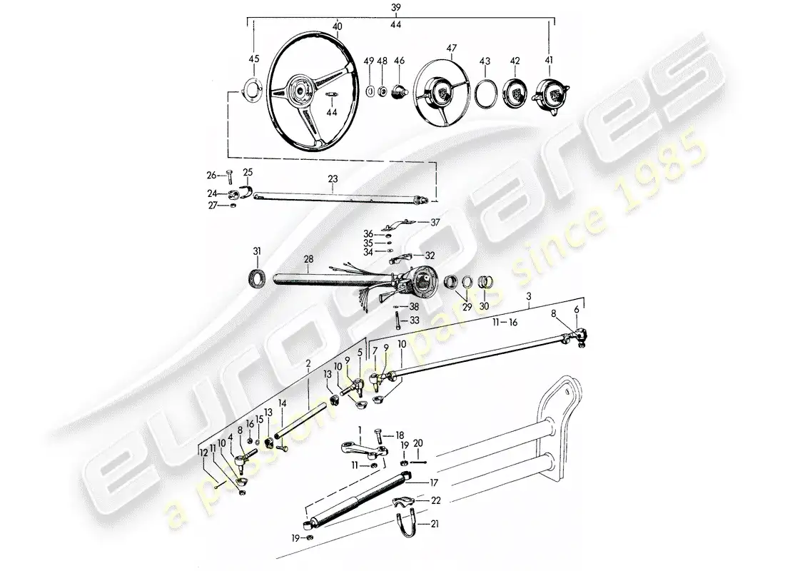 porsche 1963 (356b/356c) piezas de dirección diagrama de piezas