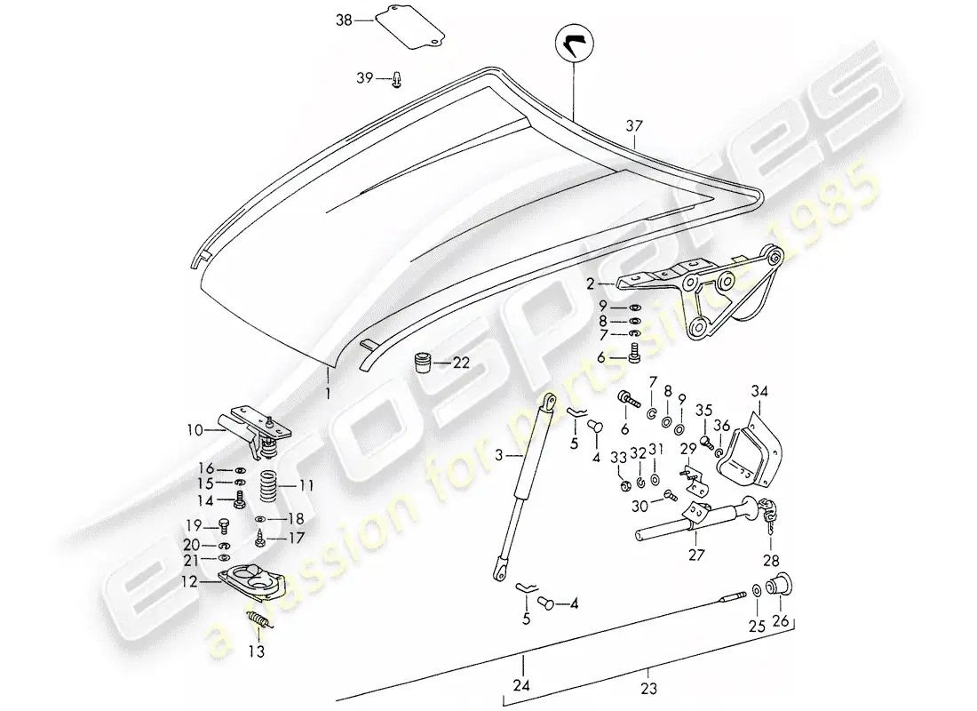 porsche 1972 (911) cubrir diagrama de piezas