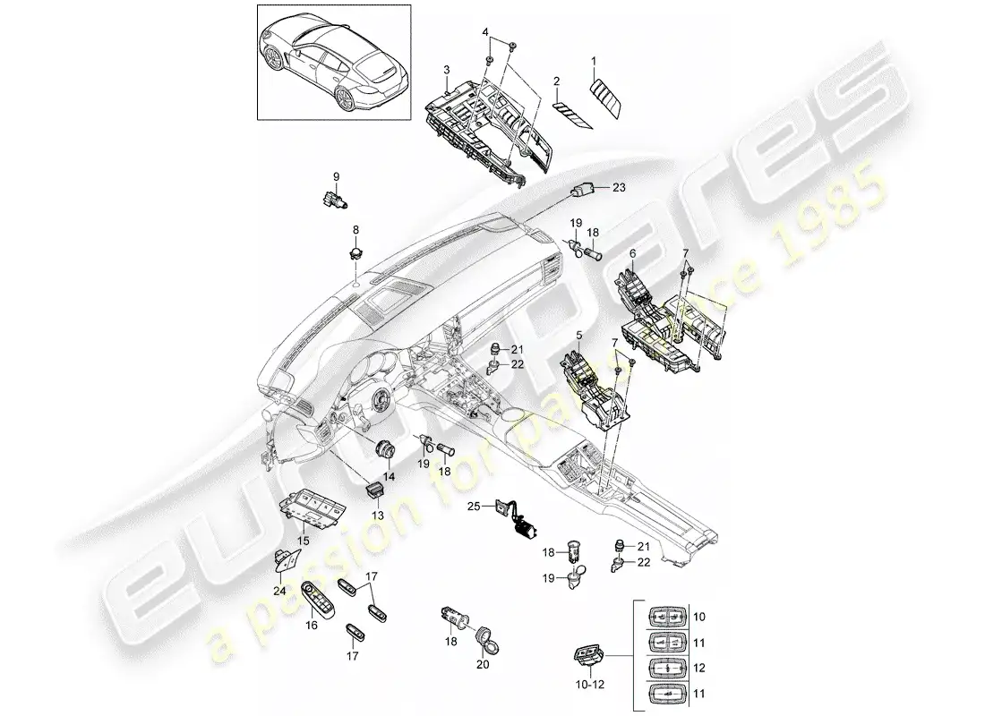 porsche 2014 (panamera 970) interruptor combinado diagrama de piezas