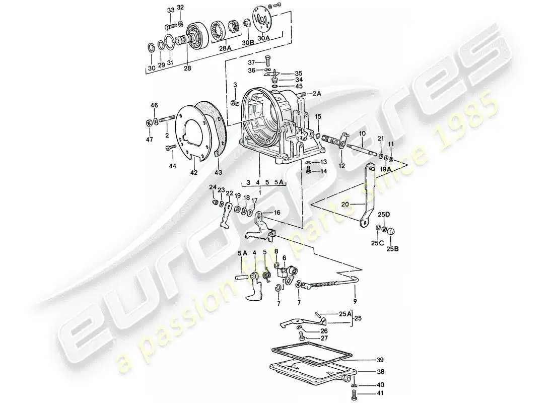 porsche 1986 (924s) caja de transmisión - transmisión automática diagrama de piezas