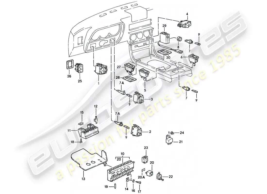 porsche 1986 (924s) interruptor - relé diagrama de piezas