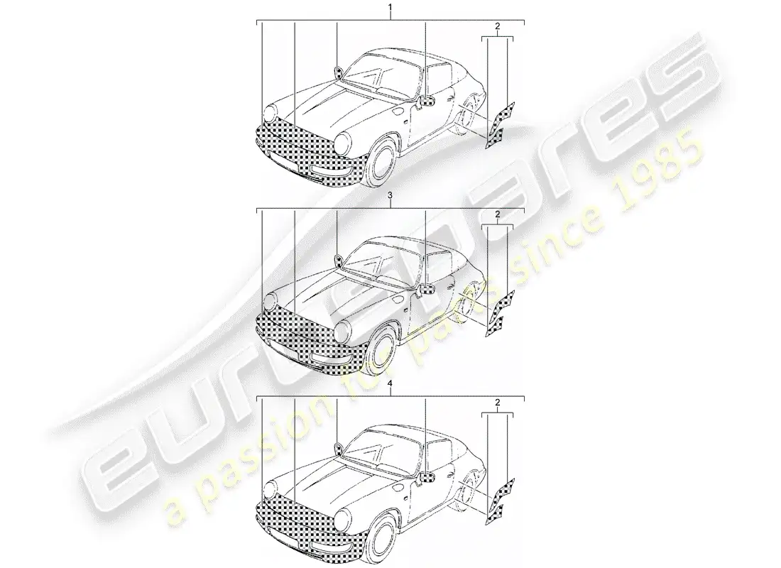 porsche 2018 (accessories) lámina protectora de piedra diagrama de piezas