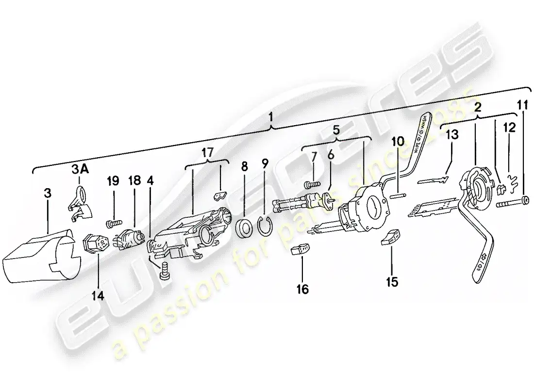 porsche 1979 (924) interruptor de la columna de dirección diagrama de piezas