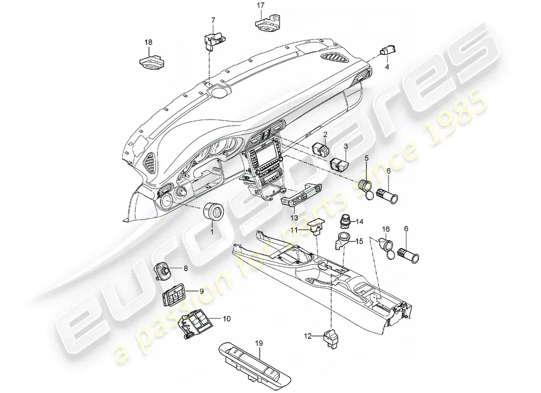 porsche 2008 (997-1) switch diagrama de piezas