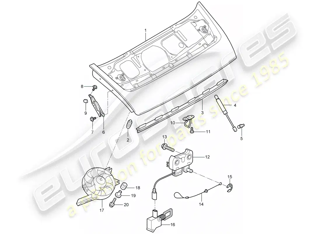 porsche 2005 (997-1) cubrir diagrama de piezas