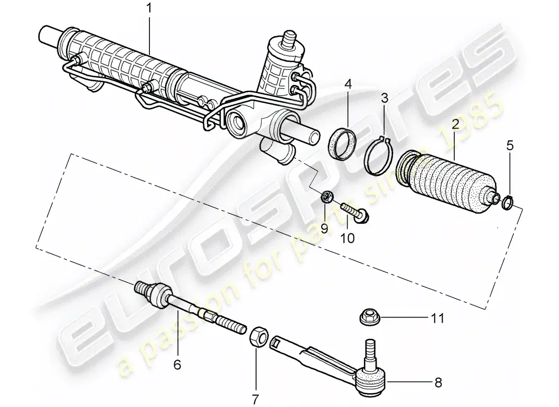 porsche 2008 (997-1 gt3) dirección asistida diagrama de piezas