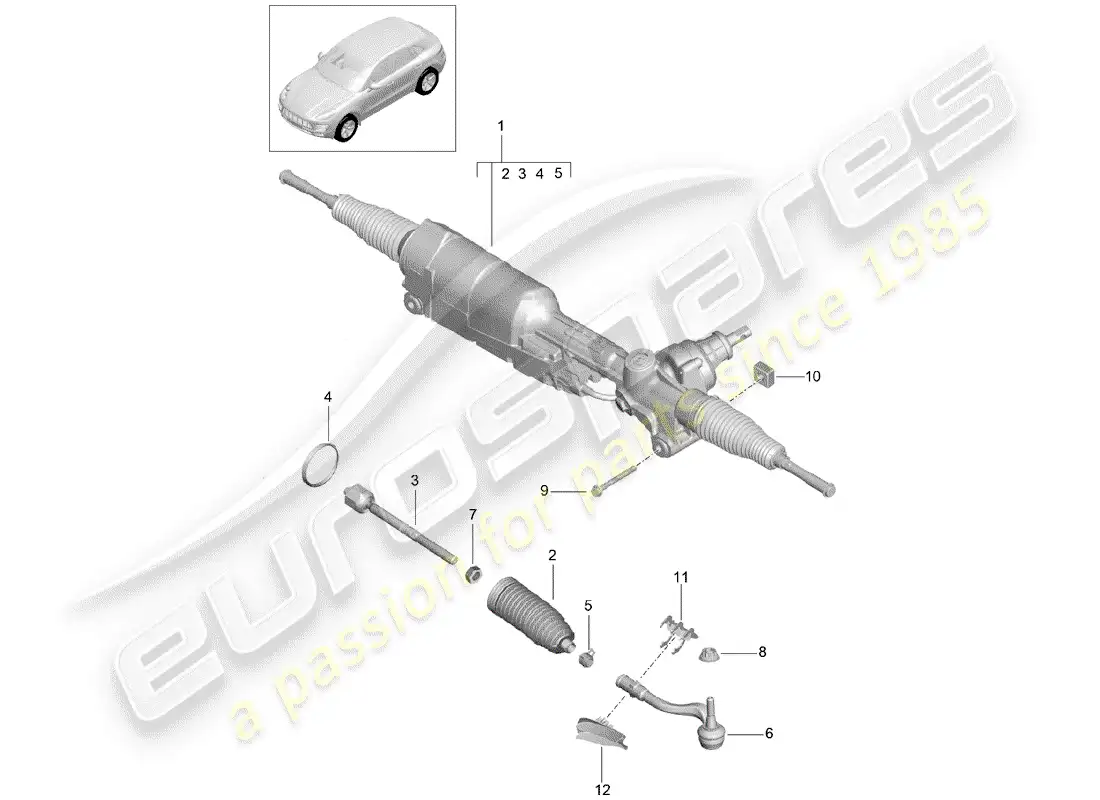 porsche 2015 (macan) aparato de gobierno diagrama de piezas