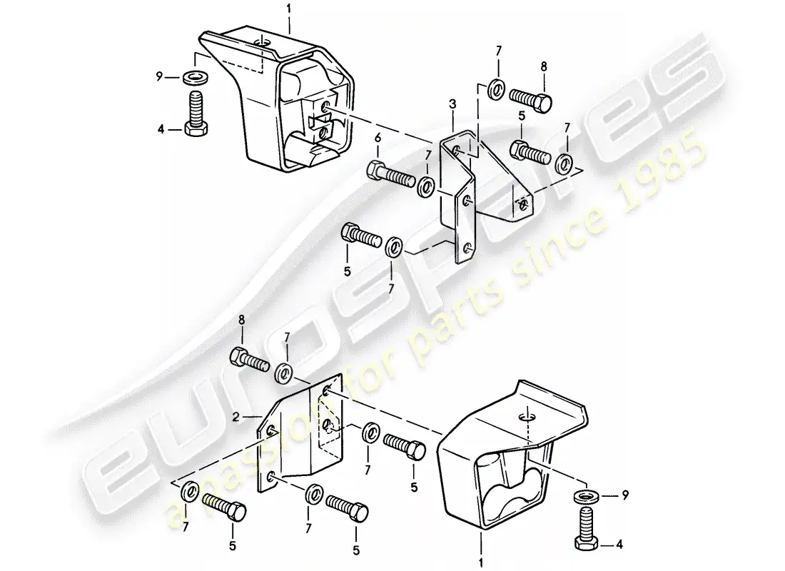 porsche 1987 (924s) suspensión de la transmisión - caja de cambios manual diagrama de piezas