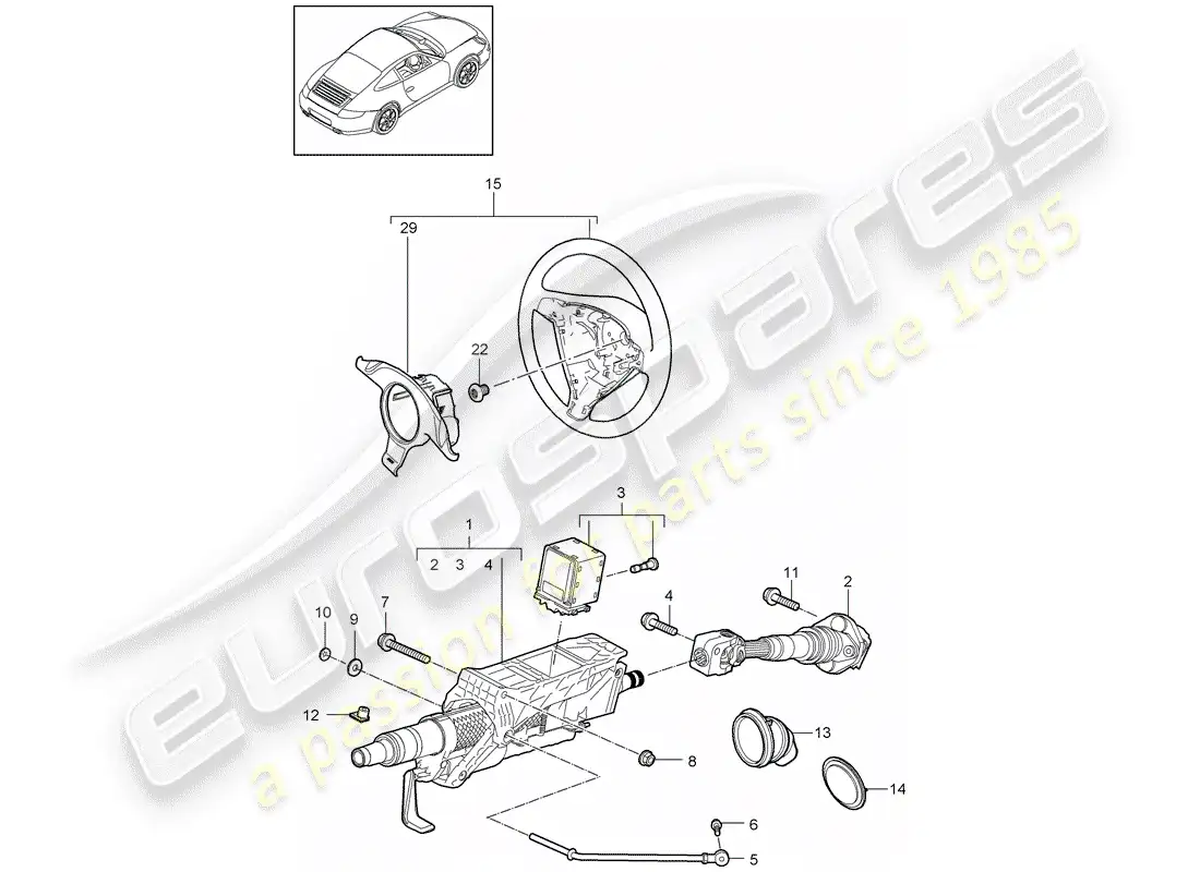 porsche 2013 (997-2 turbo / gt2 rs) tubo protector de dirección diagrama de piezas