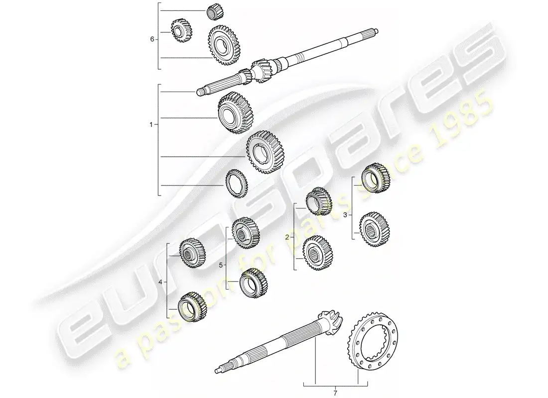 porsche 2009 997-2 turbo / gt2 juegos de ruedas dentadas diagrama de piezas