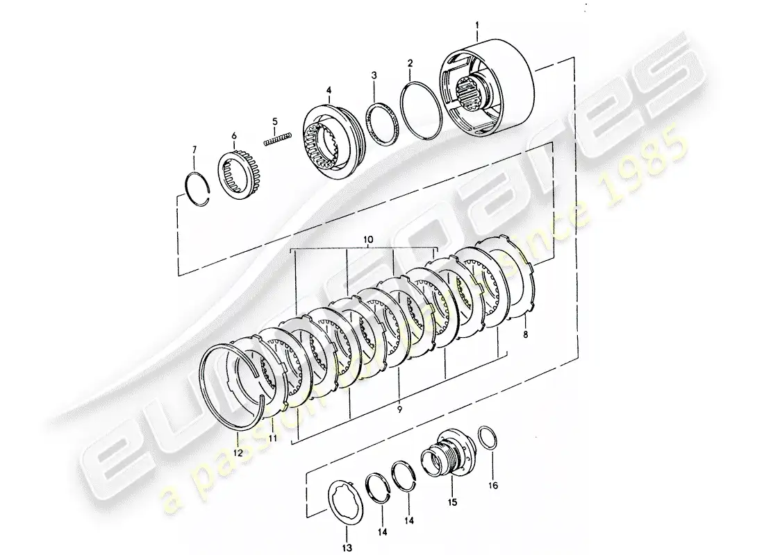 porsche 1994 (928) transmisión automática - embrague - k 2 diagrama de piezas