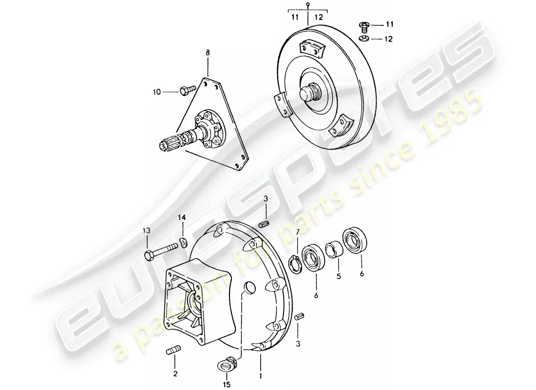 porsche 1994 (928) transmisión automática - convertidor de par - carcasa del convertidor diagrama de piezas