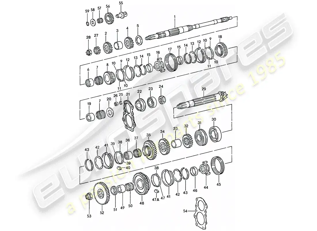 porsche 1985 (911) engranajes y ejes - 4-speed diagrama de piezas