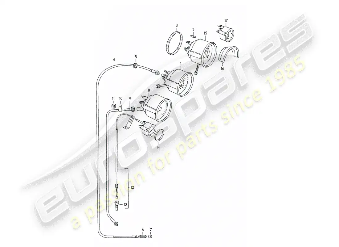 porsche 1957 (356/356a) instruments diagrama de piezas