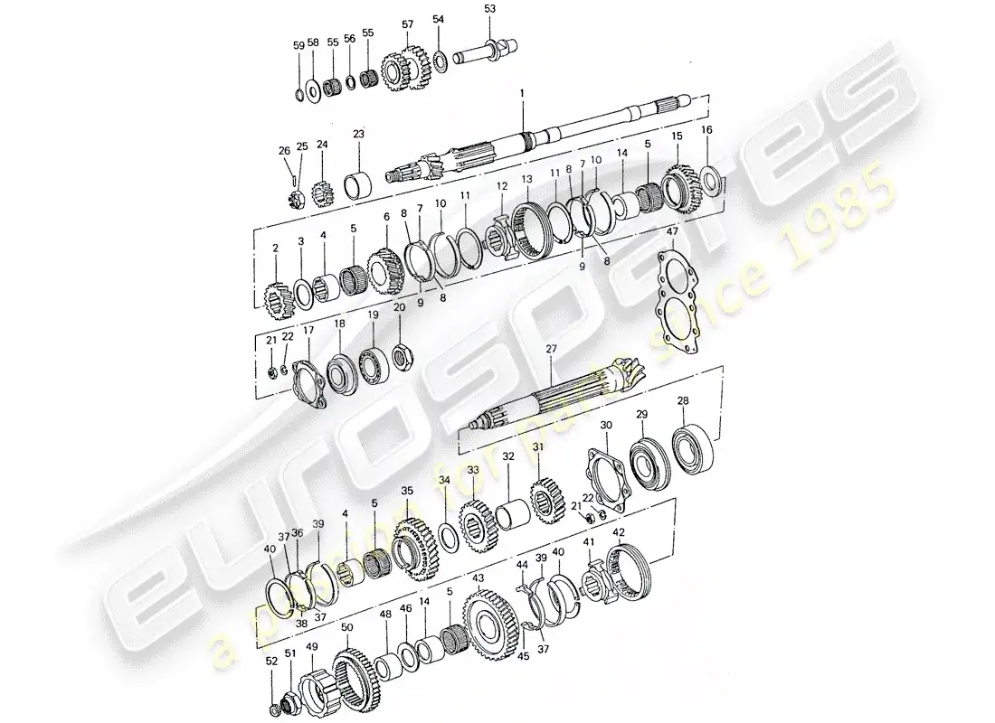 porsche 1976 (911) engranajes y ejes - 4-speed diagrama de piezas