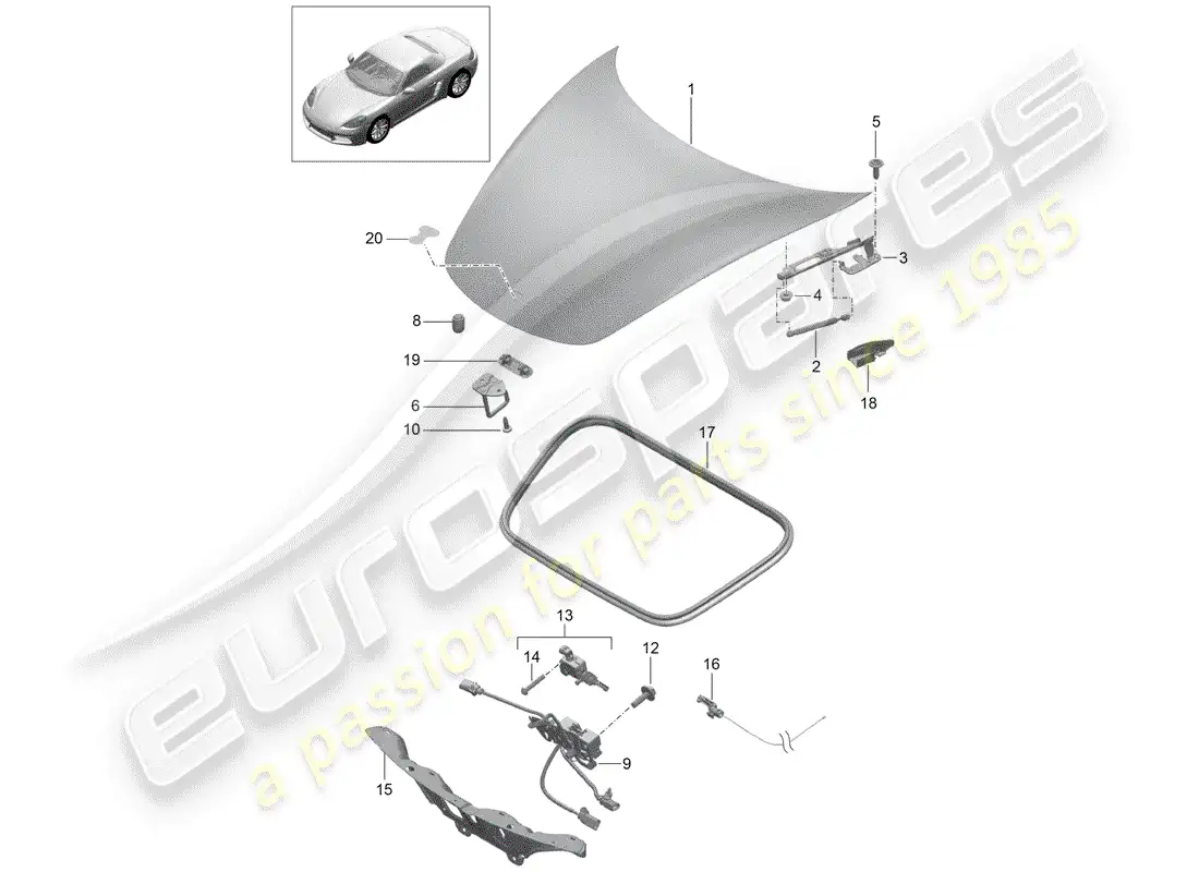 porsche 2018 (718 boxster) cubrir diagrama de piezas