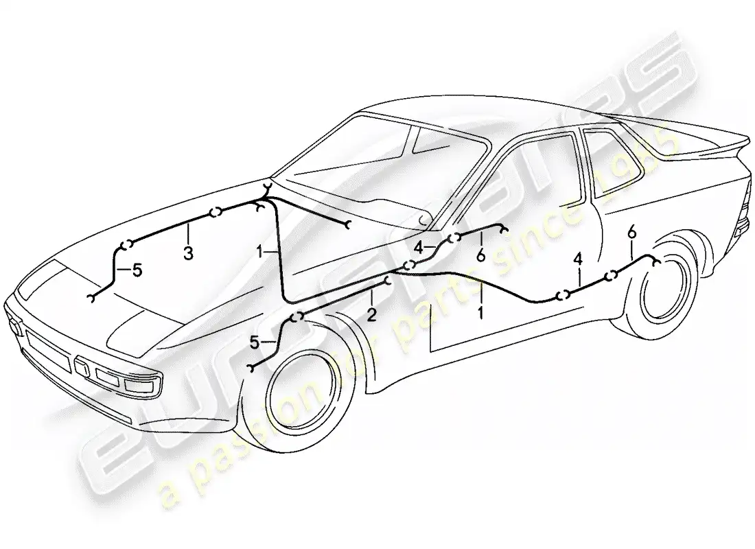 porsche 1988 (944) mazo de cables - sistema de freno antibloqueo -abs- - indicador de desgaste de pastillas de freno diagrama de piezas
