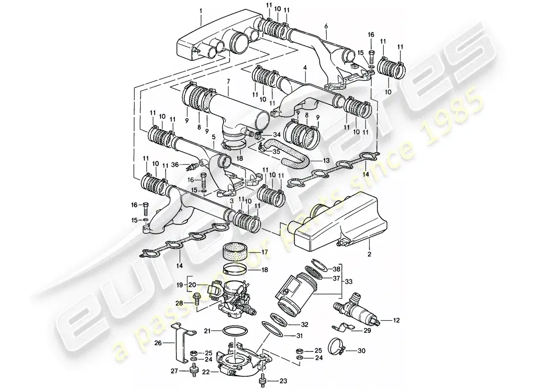 porsche 1986 (928) lh-jetronic - 1 - d - mj 1985>> diagrama de piezas