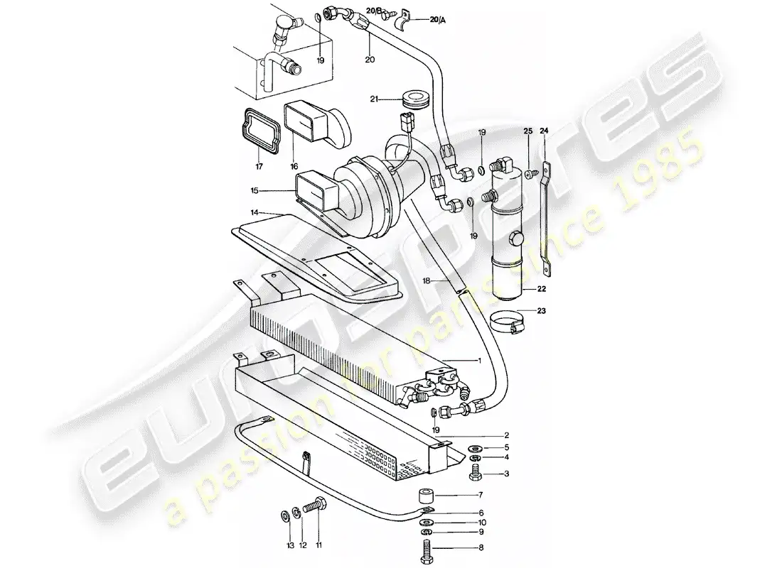 porsche 1980 (911) condensador - linea refrigerante - accesorios y otros diagrama de piezas