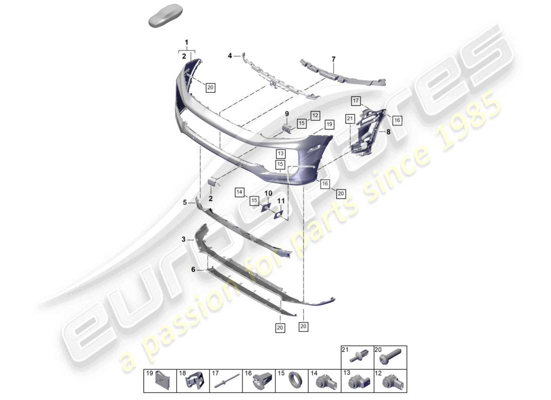 porsche 2024 (cayenne e3 pa) diagrama de piezas del parachoques