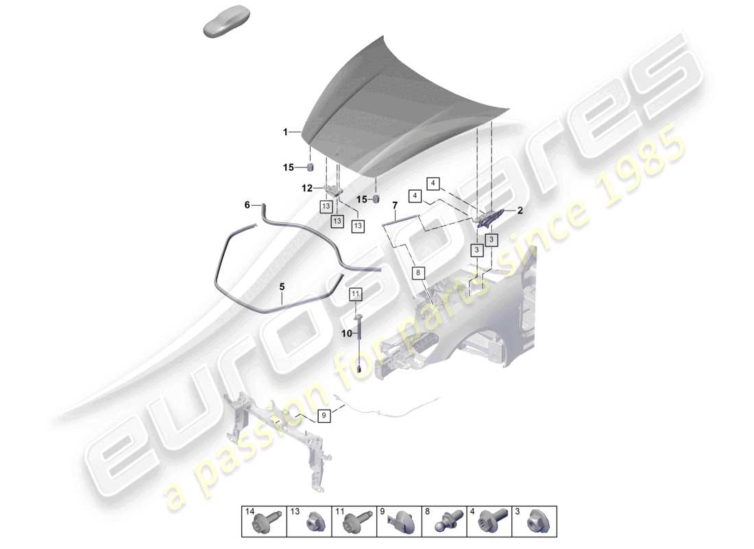 porsche 2024 (panamera 976) diagrama de piezas de accesorios del sello frontal de la cubierta