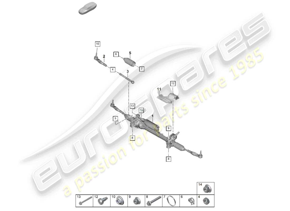 porsche 2025 (panamera 976) diagrama de piezas del mecanismo de dirección