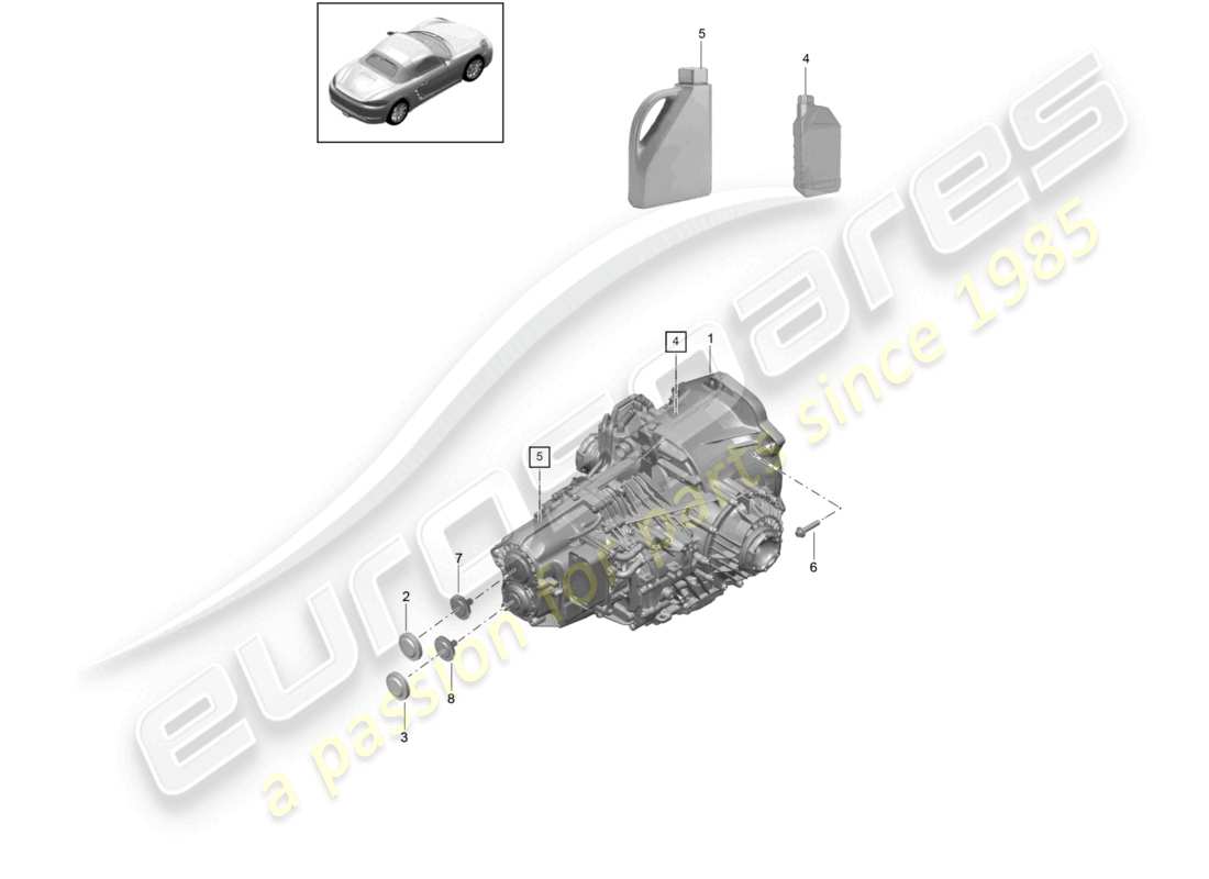 porsche 2023 (718 boxster) - pdk - diagrama de piezas de la caja de cambios