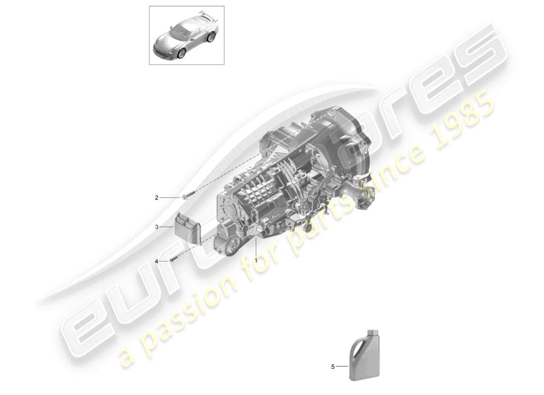porsche 2021 (991-2 r/gt3/rs) diagrama de piezas de la caja de cambios manual