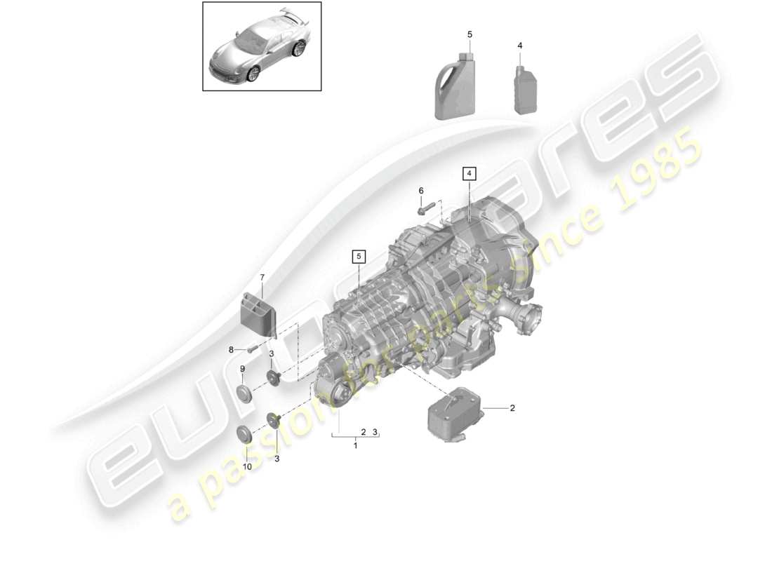 porsche 2021 (991-2 r/gt3/rs) - pdk - diagrama de piezas de la caja de cambios