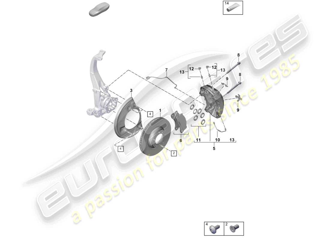 porsche 2024 (cayenne e3 pa) freno de disco 18 eje delantero negro diagrama de piezas