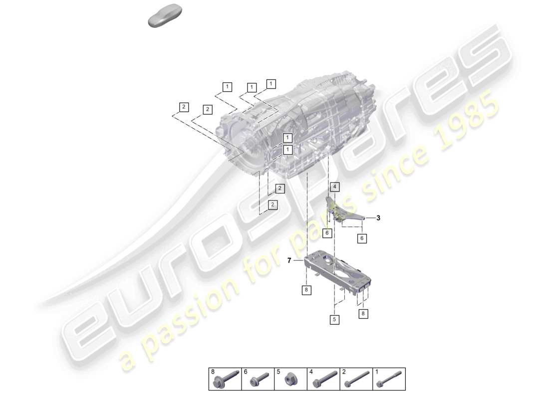 porsche 2024 (panamera 976) diagrama de piezas de montaje para motor y transmisión, portador de transmisión